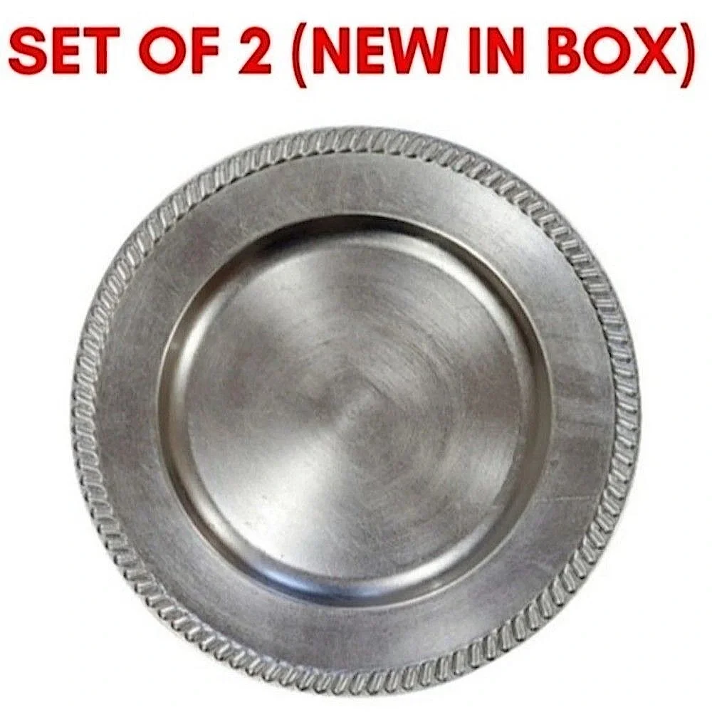 2 Piece Silver Charger Dinner Plates